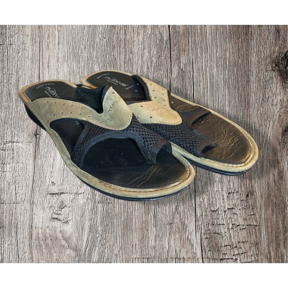 Flexus By Spring Step Sandals Suede/Mesh Women's 9.5Beige/Black Vera Pelle Italy